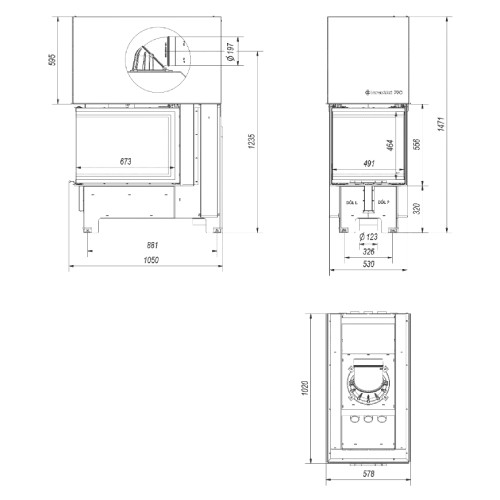 Kamineinsatz Kratki NBU 500/700 11 kW Schiebetür