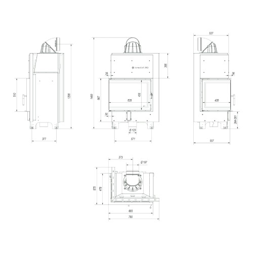 Kamineinsatz Kratki MBZ 13 kW Eckkamin
