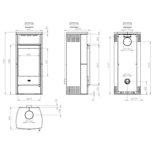 Kaminofen Fireplace Teramo 6 kW Raumluftunabhängig Speckstein