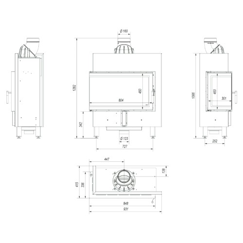 Kamineinsatz Kratki Lucy 14 Slim 10 kW Eckkamin