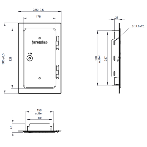 Kamintür - Edelstahlkamintür 300 x 150 mm - einwandig - Jeremias EW-FU