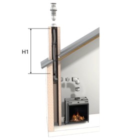 LAS-Schornstein Bausatz Ø200/130 mm - mit Flexrohr durch Schornstein/Schacht (C91) - DRU LAS ES-I 200/130