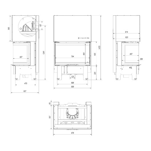 Kamineinsatz Kratki NBC 800/400 10 kW Schiebetür