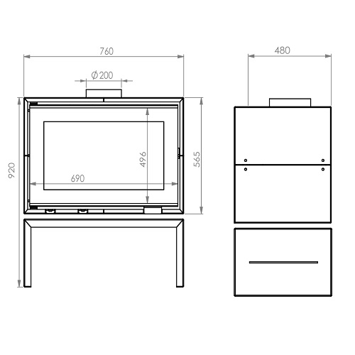 Kaminofen A Caminetti Panorama 75 | 9 kW