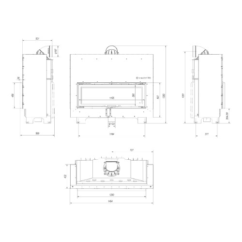 Kamineinsatz Kratki MB120 20 kW Schiebetür