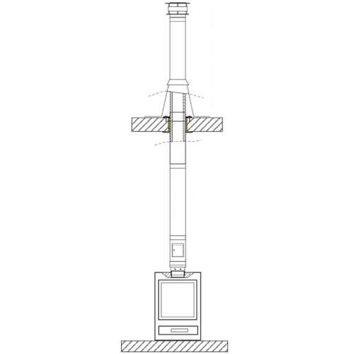 Aufgesetzter Edelstahlschornstein DW-Vision mit Ø 150 mm