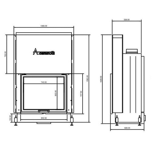 Kamineinsatz A Caminetti Flat 75 x 60 15 kW