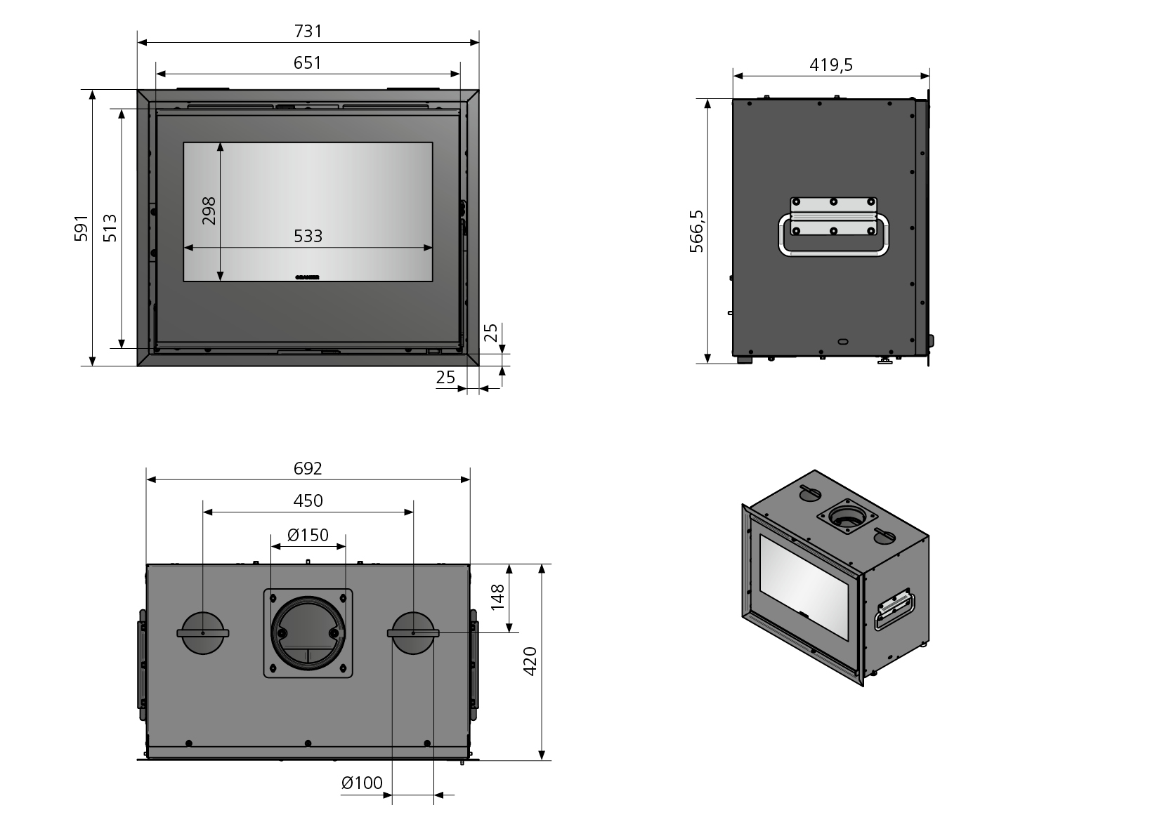 Kaminkassette Oranier HIC OR-70 | 6,5 kW
