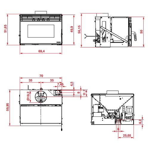 Pellet Kamineinsatz Palazzetti A70 9 kW