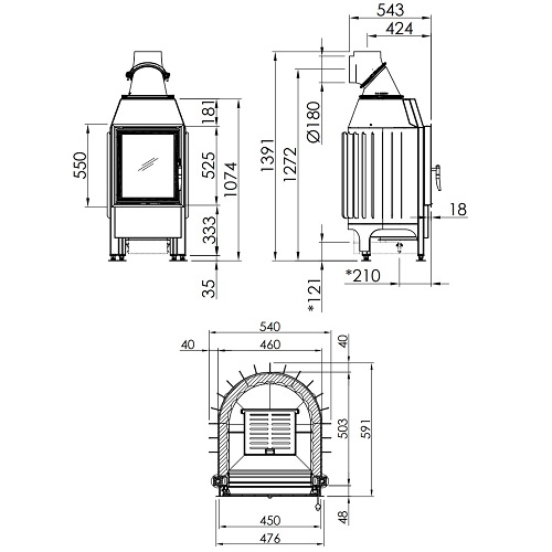 Kamineinsatz SPARTHERM Mini Z1 7 kW Drehtür raumluftunabhängig