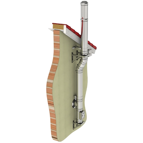 Edelstahlschornstein doppelwandig - 9,3m Höhe / Länge Ø 150 mm - Jeremias DW-ECO