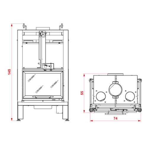 Kamineinsatz Palazzetti Ecomonoblocco MX 64 Frontal 11 kW