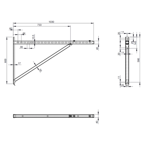 Edelstahlschornstein - Wandstützen & Querträger Typ IV 1030 mm für Jeremias DW-Systeme