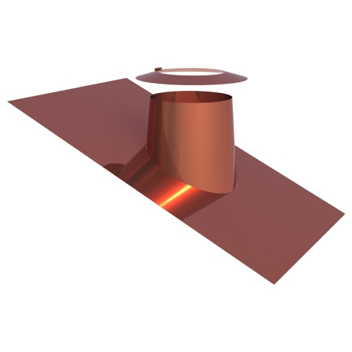 Kupferschornstein - Dachdurchführung 16°-25° mit Bleirand und Wetterkragen für Jeremias DW-FU