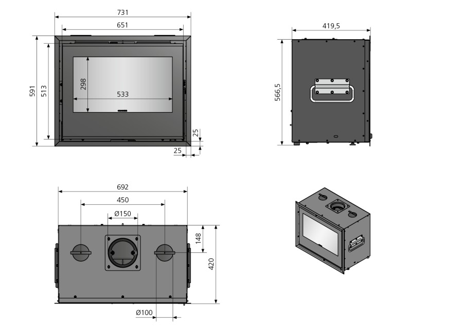 Kaminkassette Oranier HIC OR-70 | 6,5 kW