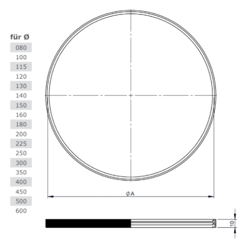 Edelstahlschornstein - Dichtring Silikon bis 200°C - Jeremias EW-AL-BI