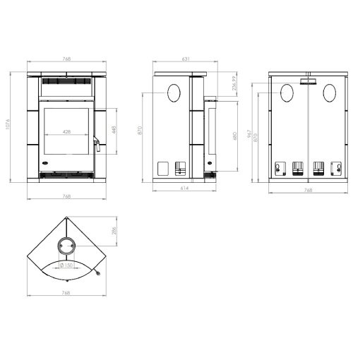 Kaminofen Fireplace Lyon 8 kW Speckstein