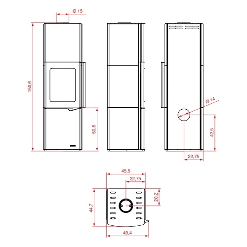 Kaminofen PALAZZETTI Eva S mit Luftgebläse 7 kW