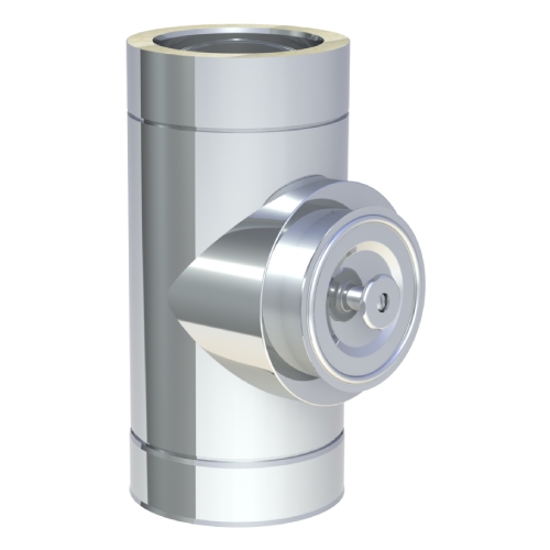 Edelstahlschornstein - Reinigungselement, rund, bis 400 °C (für Öl und Gas) - doppelwandig - Jeremias DW-ECO