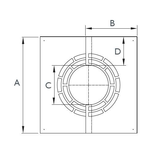 Edelstahlschornstein - Abdeckblende 46° - 55° für Hinterlüftung, zweiteilig - doppelwandig - Schiedel ICS