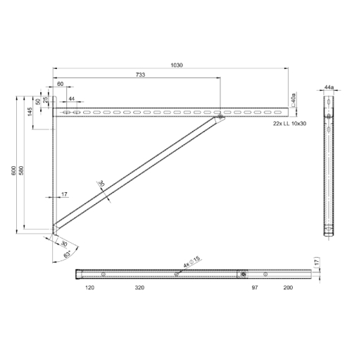 Kupferschornstein - Wandstützen & Querträger, Typ IV, 1030 mm - doppelwandig - Jeremias DW-FU