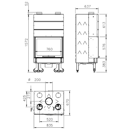 Kamineinsatz La Nordica Monoblocco Ghisa 750 - Ironker Piano 13 kW