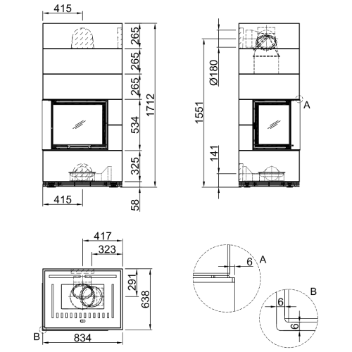 Kaminbausatz SPARTHERM SIM Varia 2L-55h 7 kW Schiebetür