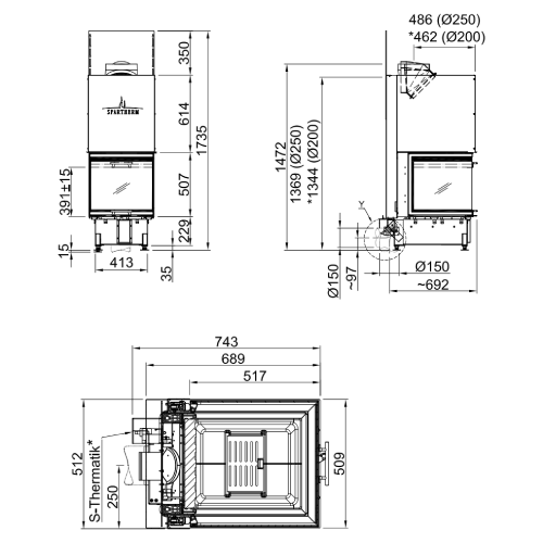 Kamineinsatz SPARTHERM Arte U-50h 9,3 kW Panoramakamin Schiebetür