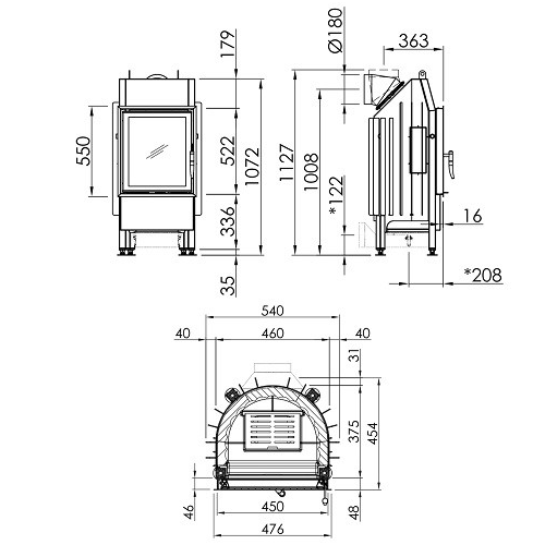 Kamineinsatz SPARTHERM Mini R1V 5,2 kW Drehtür raumluftunabhängig