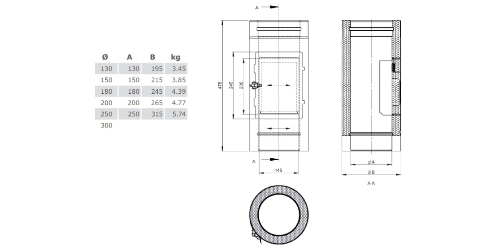 Edelstahlschornstein - Reinigungselement Design Plus (nur im Innenbereich) - doppelwandig - Jeremias DW-Vision