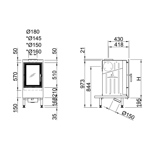 Kachelofeneinsatz Spartherm Renova B-Air für Frontblende 8,8 kW