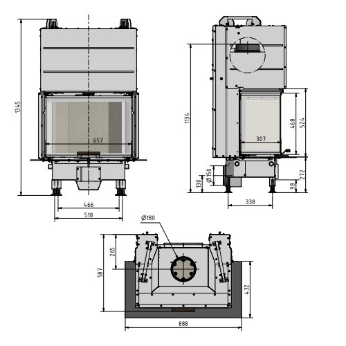 Kamineinsatz Cera Design Linea KLC100 für bauseitige Silca Verkleidung 7kW