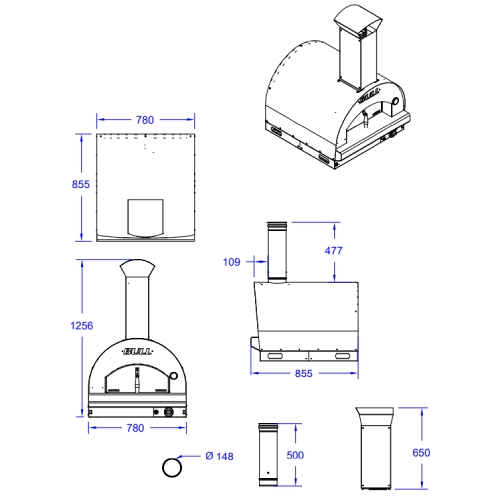 Pizzaofen Bull BBQ Gas L Built-In