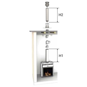 LAS-Schornstein Bausatz Ø150/100 mm - senkrecht durch Flachdach mit brennbaren Baustoffen (C31) - DRU LAS ES-E 200/150/100