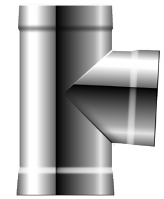 Edelstahlschornstein - Feuerungsanschluss 90° mit Abweiser - doppelwandig - Schräder Future line DW