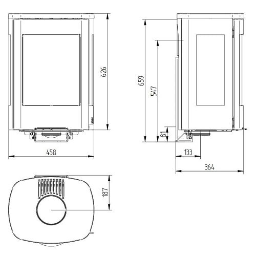 Kaminofen Jydepejsen Senza Wall Seitenglas 5 kW