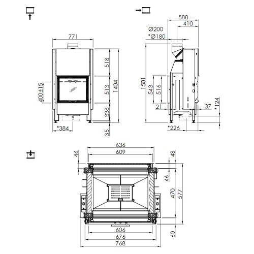 Kamineinsatz SPARTHERM Mini S-FDh 6 kW Schiebetür Durchsicht