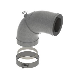 LAS-Schornstein - Bogen 90° mit Inspektionsöffnung, schwarz lackiert Ø150/100 mm - DRU LAS ES-I 150/100