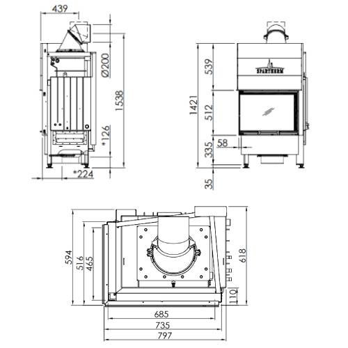 Kamineinsatz SPARTHERM Varia 2Lh H2O 10,4 kW wasserführend