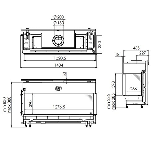 Gaskamin DRU Metro 130XT/2 RCH