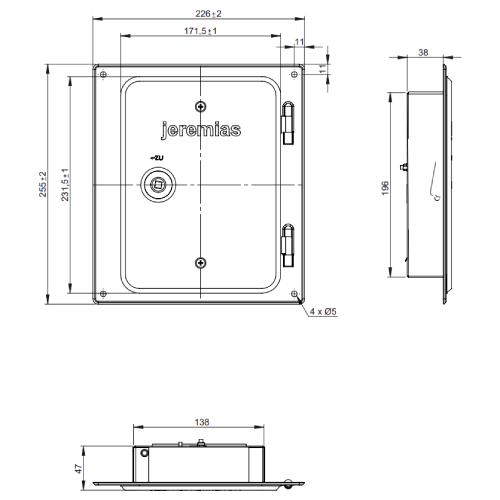 Edelstahlkamintüre 210 x 140 mm mit Rußschutztüre - einwandig - Jeremias EW-FU