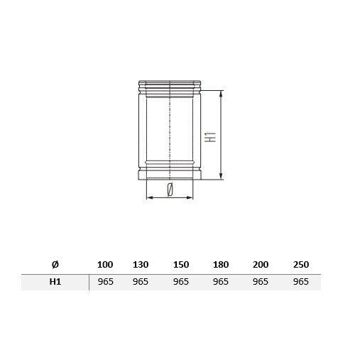 Edelstahlschornstein - Längenelement 1000 mm - doppelwandig - Schiedel Metaloterm MF