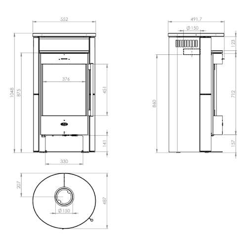 Kaminofen Fireplace Durango 6 kW Speckstein