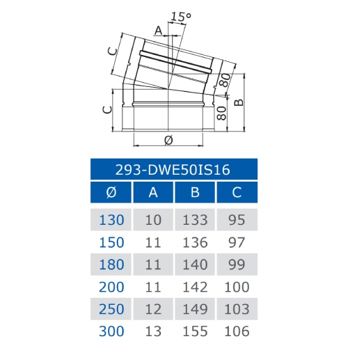 Edelstahlschornstein - Winkel 15° starr - doppelwandig - Jeremias DW-BLACK 50