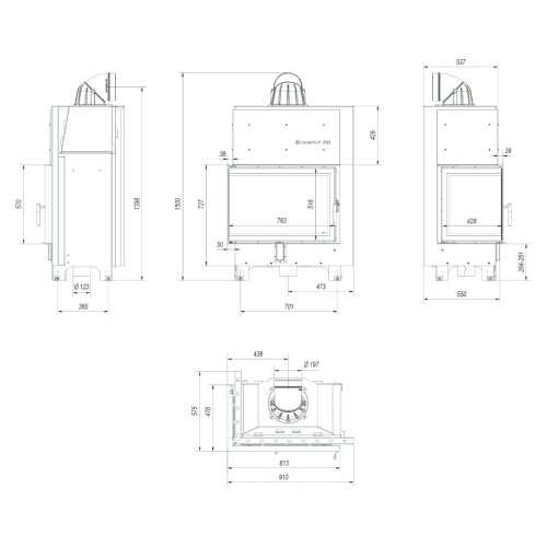 Kamineinsatz Kratki MBA 17 kW Eckkamin