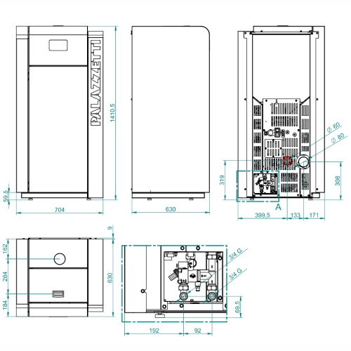 Pelletkessel Palazzetti JP 15 | 16 kW wasserführend