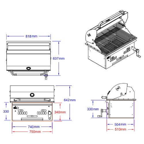 Holzkohlegrill Bull BBQ Bison Built-In