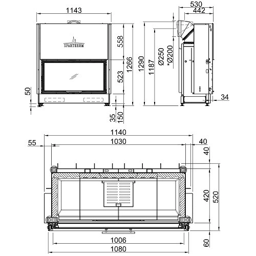 Kamineinsatz SPARTHERM Varia Bh 10,4 kW Schiebetür raumluftunabhängig