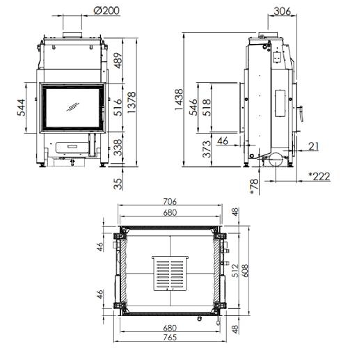 Kamineinsatz SPARTHERM Varia FD H2O 10 kW Dreh-/Drehtür Durchsicht wasserführend