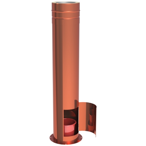 Kupferschornstein - Teleskopstütze 610-1190mm mit Teleskopkopf, Kondensatablauf unten und Tür für Kondensatauffangbehälter - Jeremias DW-FU